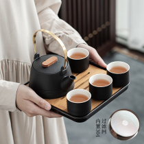 Kung Fu Tea Set Home Living Room Simple Ceramic Teapot Tea Cup Light Luxury Modern Office Guest Small Set