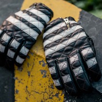 Fulu retro motorcycle gloves Sheepskin prisoner black and white Harley prisoner gloves Leather motorcycle gloves full finger