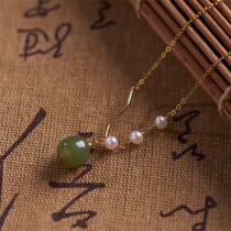 125 8.18 Live Qingqing ZiZhen 10*11mm Hetian Jade Old Type Pearl Silver Gilded Necklace