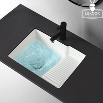 Robber balcony embedded ceramic under-stage laundry basin with washboard left and right laundry pool sink deepened size