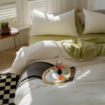 ins Nordic minimalist pure color Huffg full cotton four sets Dormitory Three 4 pieces Washed Cotton Sheets Quilt Cover Pure Cotton