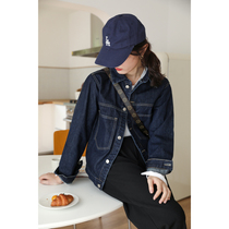 Hi Senhuo dark blue short denim jacket womens 2022 new spring and autumn dress shoulder small top loose clothes