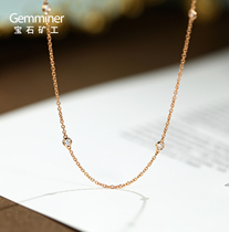 Gem miner 18k gold diamond necklace rose gold real diamond pendant 5 diamond clavicle chain platinum classic pendant