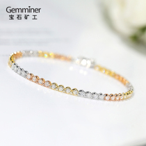  Gem Miner 18k white gold 2 carat Diamond bracelet Female full diamond color gold Rose gold real diamond row diamond Bracelet