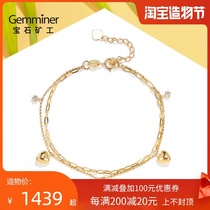 Gem Miner 18K gold Peach heart three diamond diamond bracelet female natural real diamond double color gold customization