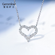 Gem miner 18K white gold heart shaped diamond necklace colored gold full Diamond Love pendant rose gold real diamond choker