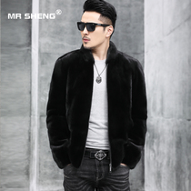 Danish imported mink jacket mens baseball collar whole mink mink mink fur coat short Haining youth fur fur winter