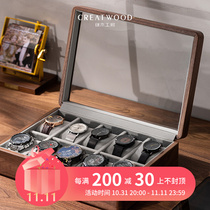 (Time Watch Box Ten Table Positions) Chuang Wood Workshop High-end Solid Wood Watch Storage Box for Boys Husbands