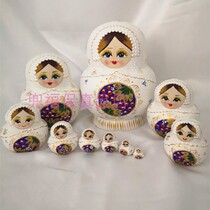 Manzhouli Matryoshka genuine original white hand-painted big belly 10 ten-layer Basswood girl gift