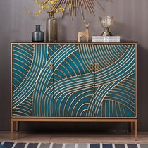 American Painted Porch cabinet light luxury sideboard blue shoe cabinet integrated Hall Cabinet shoe cabinet partition storage cabinet