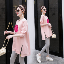 Pregnant Woman Spring Autumn Style Fashion Suit 2022 New Loose Casual Shade Spring Long Sleeve T-shirt With Bottom Blouse