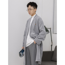 knighttom 11th winter season new light gray knitted corduroy robe les handsome t home wear pajamas women