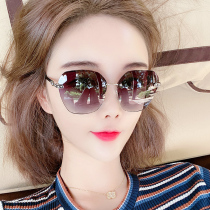 2021 new summer brand sunglasses lady round face without frame big face slim sunglasses anti-UV glasses