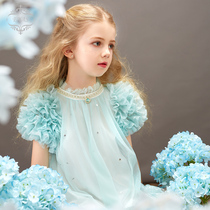 EYAS childrens dress female summer little girl princess dress Foreign color mesh thin dress dress birthday party skirt