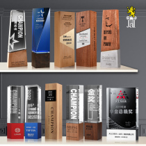 Solid wood creative crystal trophy custom-made staff activities award souvenirs Business gifts lettering ornaments