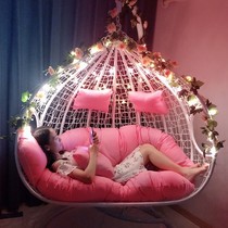 Hammock girl basket bedroom hanging chair swing rattan chair rocking chair double pole lazy birds nest balcony leisure chair Net Red