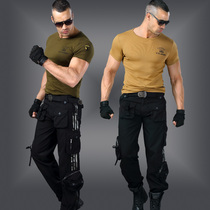 Confederate short-sleeved T-shirt Spring and summer outdoor military fan suit Mens pants pants camping mountaineering suit