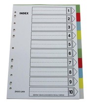Zhuo Lian ZL5810A color ten-page sorting paper loose leaf key index paper plastic partition paper 11-hole PP