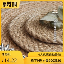  Pastoral linen woven heat insulation mat Household wear-resistant heat-resistant and anti-scalding table vase mat Plate mat Pot mat placemat