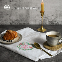 Small fresh pure white embroidered wine glass towel high-end home pure cotton cloth art napkin with no hair water absorption good