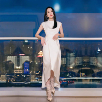 High End Light Lavish Evening Gown Woman Temperament Fashion Han Snow Stars Same Satin Advanced Sensations Long Holiday Dress Dress