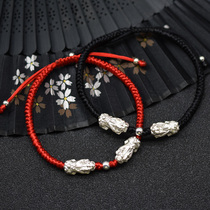 999 sterling silver brave anklet red rope female couple couple this year men weaving ancient style handmade birthday gift