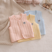 Baby nail pure cotton spring and autumn winter shoulder newborn baby baby porn clamp 3 - 6 months vest