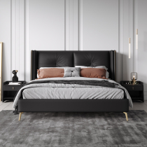 Light luxury leather bed Modern simple small apartment master bedroom soft bag double bed 1 8 meters ins net red leather art wedding bed