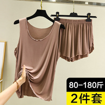 Two-piece Modal camisole womens summer sleeveless base top thin loose home pajamas shorts set