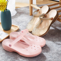 New nurse hole shoes female ins tide bag head sandals summer non-slip thick bottom beach soft bottom jelly slippers
