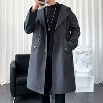 Autumn windbreaker men long coat casual lapel coat spring and autumn youth large size cloak loose jacket autumn wear
