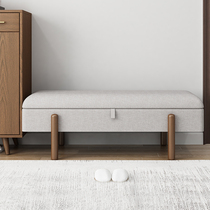 Nordic bedroom bed stool simple living room solid wood long stool soft bag fashion cloakroom hall rectangle