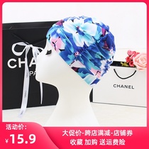 Swim hat female hair special does not take the head cute Korean Japanese face small adult lady printed fabric tide