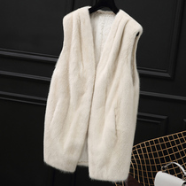 2021 new mink coat female whole mink vest medium long loose imported mink fur vest young velvet