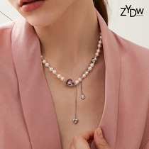 ZYDW original design freshwater pearl love crystal tassel necklace Clavicle chain Light luxury niche temperament high sense