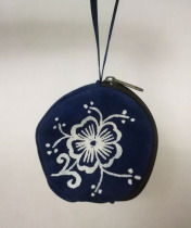 Batik Broken Money Bag Pocket Round Bag Customized Intangible Cultural Heritage Handicraft Dyeing Guizhou Gifts