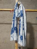 Guizhou Danzhai batik scarf customization Chinese national style blue and white porcelain pattern plant batik activity gift customization