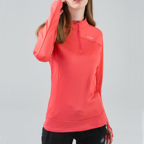 Spring and Autumn long sleeve T-shirt women plus velvet base shirt outdoor sports yoga running stretch climbing clothing quick clothes