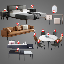 Italian minimalist whole house furniture one-stop suite assembly Nordic simple three-bedroom dining room bedroom private