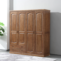All solid wood modern Chinese Oak 234 door storage wardrobe economy small apartment childrens adult bedroom wardrobe cabinet