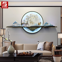 New Chinese living room background decoration wall round wall wall lamp pendant creative wall hanging bedroom wall decoration