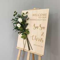 Engagement welcome card Wedding welcome card Business reception guide card Water card background card Lawn wedding design customization