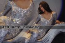 Nightclub bar dj female singer gogo fake meat print ashtray gray long-sleeved one-piece trousers costumes