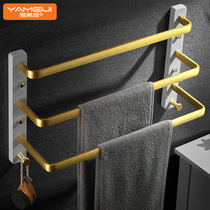Towel rack non-perforated marble toilet rack Light luxury wind wall-mounted bathroom bath towel bathroom storage rack