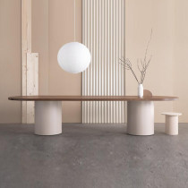 Nordic solid wood designer table simple long table oval desk creative personality round table negotiation Workbench