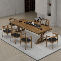 Full solid wood tea table and chairs Composition 3 m clubhouse tea room furniture office Guests Casual Tea Table Log Tea Table
