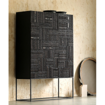 Imported Nordic Belgium Ethnicraft ANCESTORS teak handmade carved bookcase sideboard T K