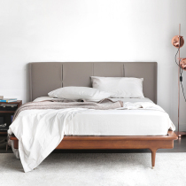 Nordic expression used industrial style imported E10 leather fabric solid wood double bed Walnut color 2 models TZ K
