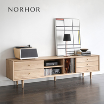 Nordic emoji pan solid wood TV cabinet Japanese medium retro simple Cherry Log Oak drawer living room KZ