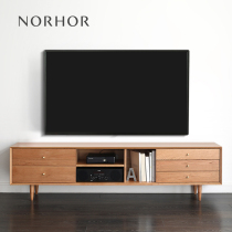 Nordic expression norhor GUAN Solid wood TV cabinet Japanese style retro simple cherry wood drawer living room#